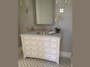 Honed marble vanity