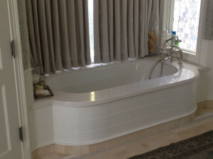 Thassos marble tub deck and vanity
