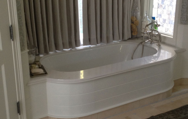 Thassos marble tub deck and vanity