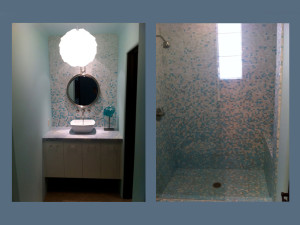 Gradient glass mosaic shower